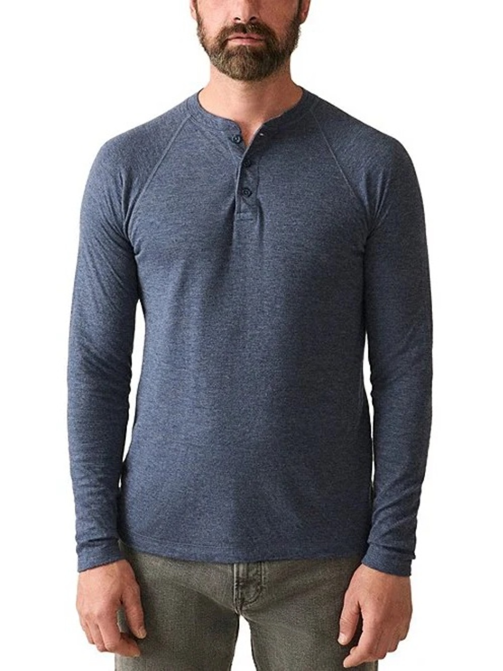 Faherty Long Sleeve Cloud Henley Baltic Navy Heather Pima Cotton Modal Small